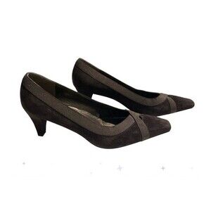 Stuart Weitzman Cola Suede Kitten Heels Cross Straps Spain Womens Sz 7 1/2 M